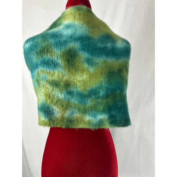 Laundry By Shelli Segal Green Blue Aqua Print Poncho Wrap One Size - Picture 3 of 7